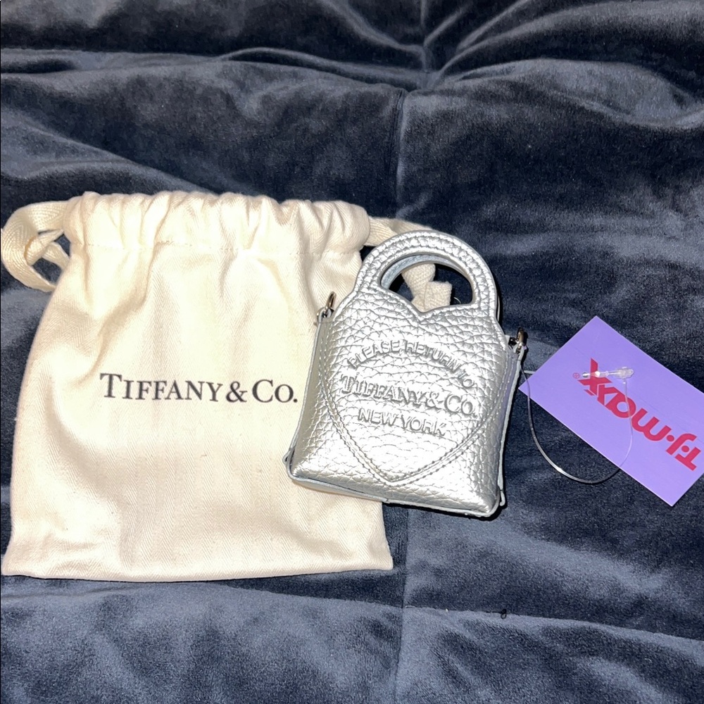 Tiffany & Co. Silver Textured Leather Micro Bag Charm
